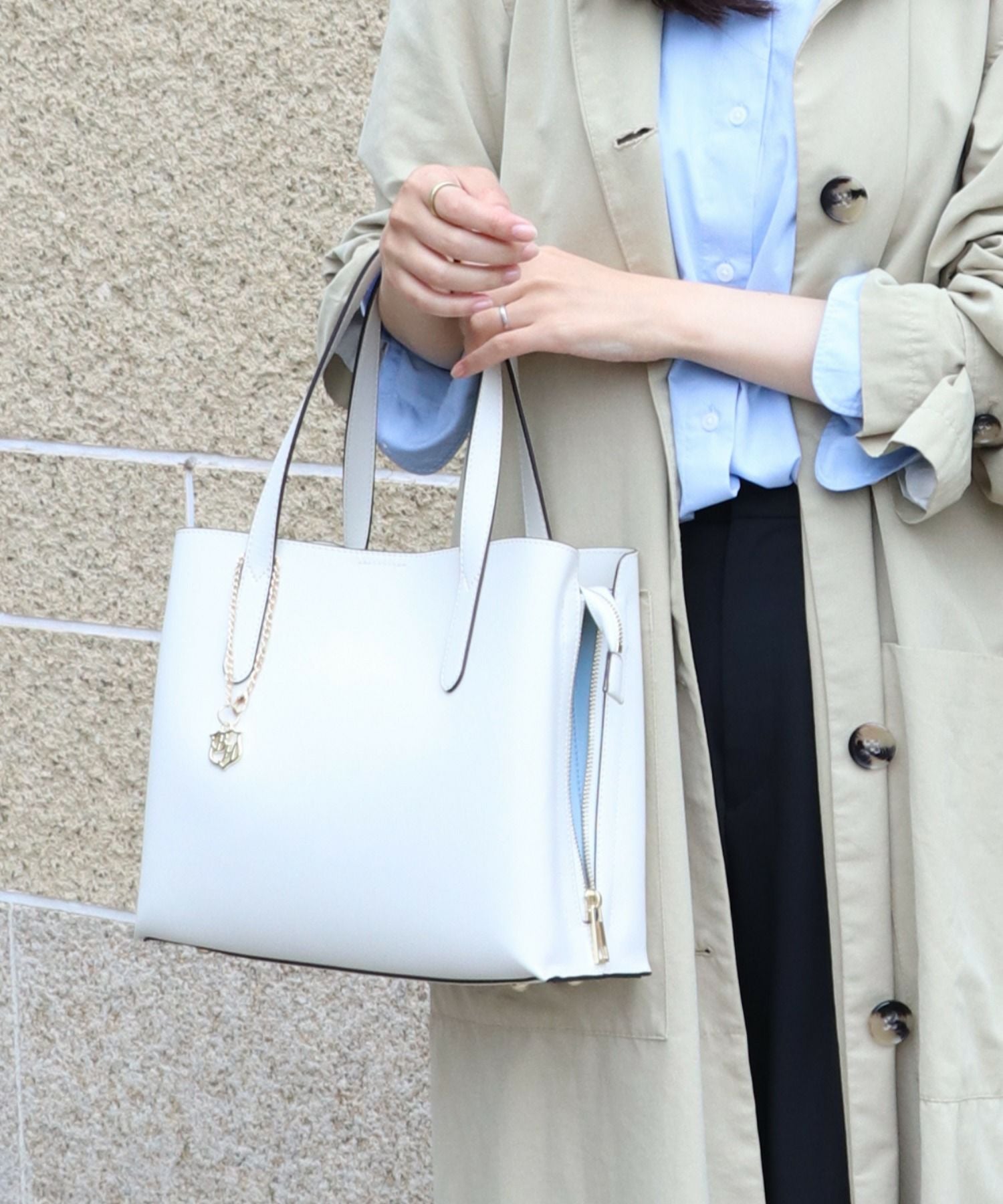 Bermosa]サイドファスナー 変形配色デザイン 2wayバッグ | トート