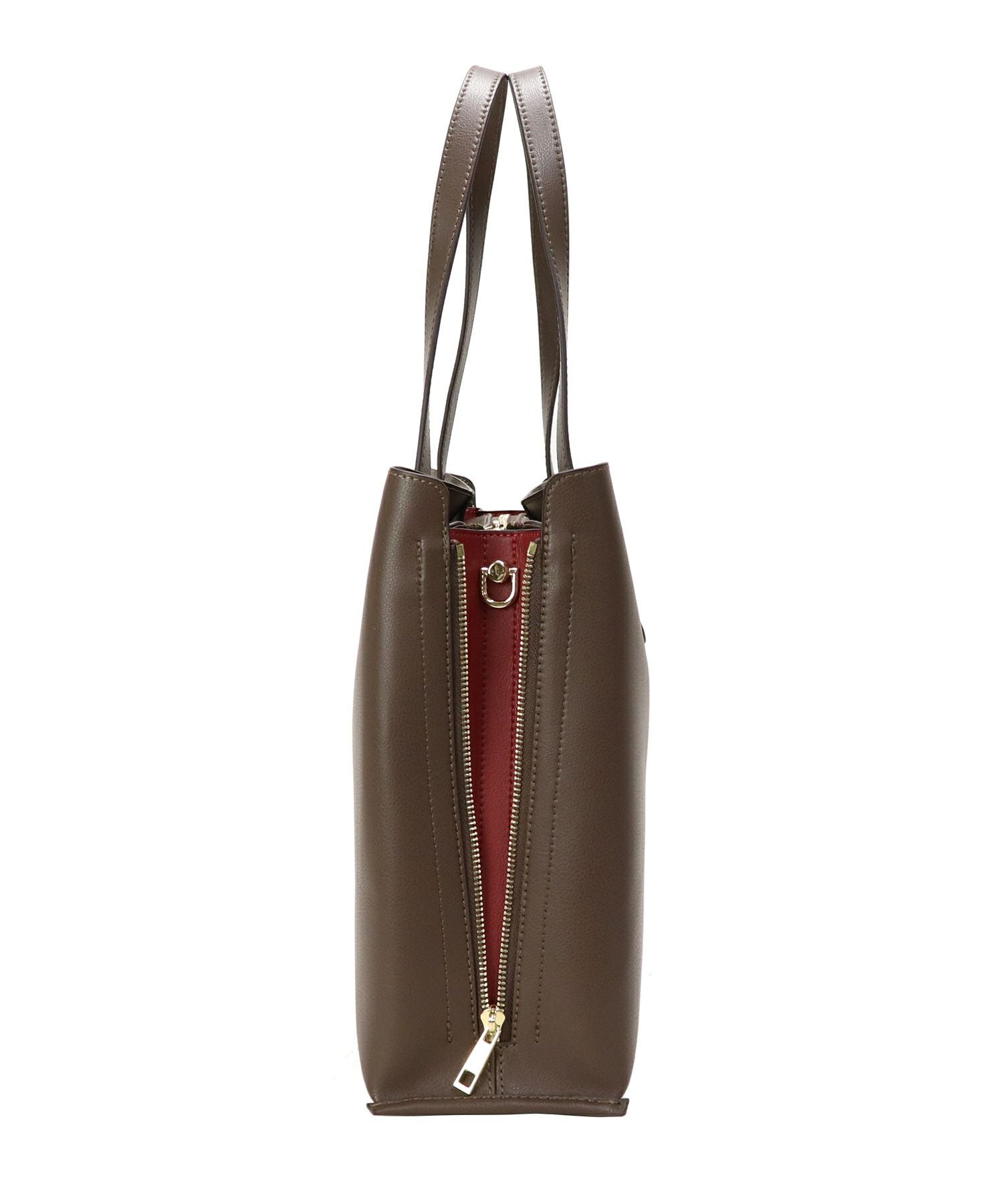 Bermosa]A4対応 サイドファスナー 変形配色デザイン 2wayバッグ