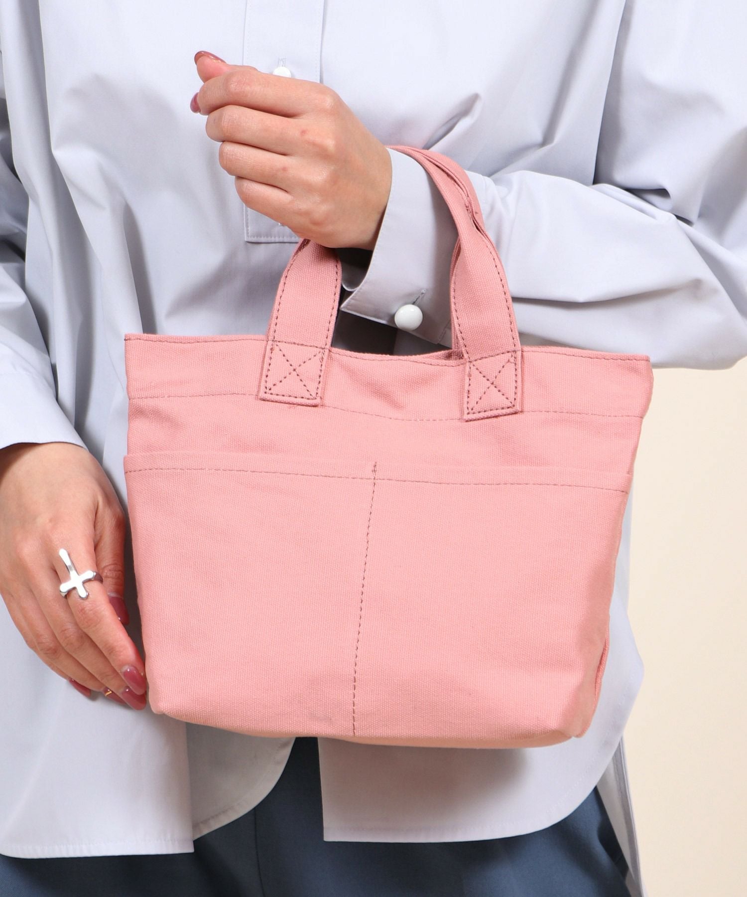 ♡Wポケットミニトート♡ ダブルポケットミニトート 黒 / 8号帆布 | aoya bags | シンプルで少し