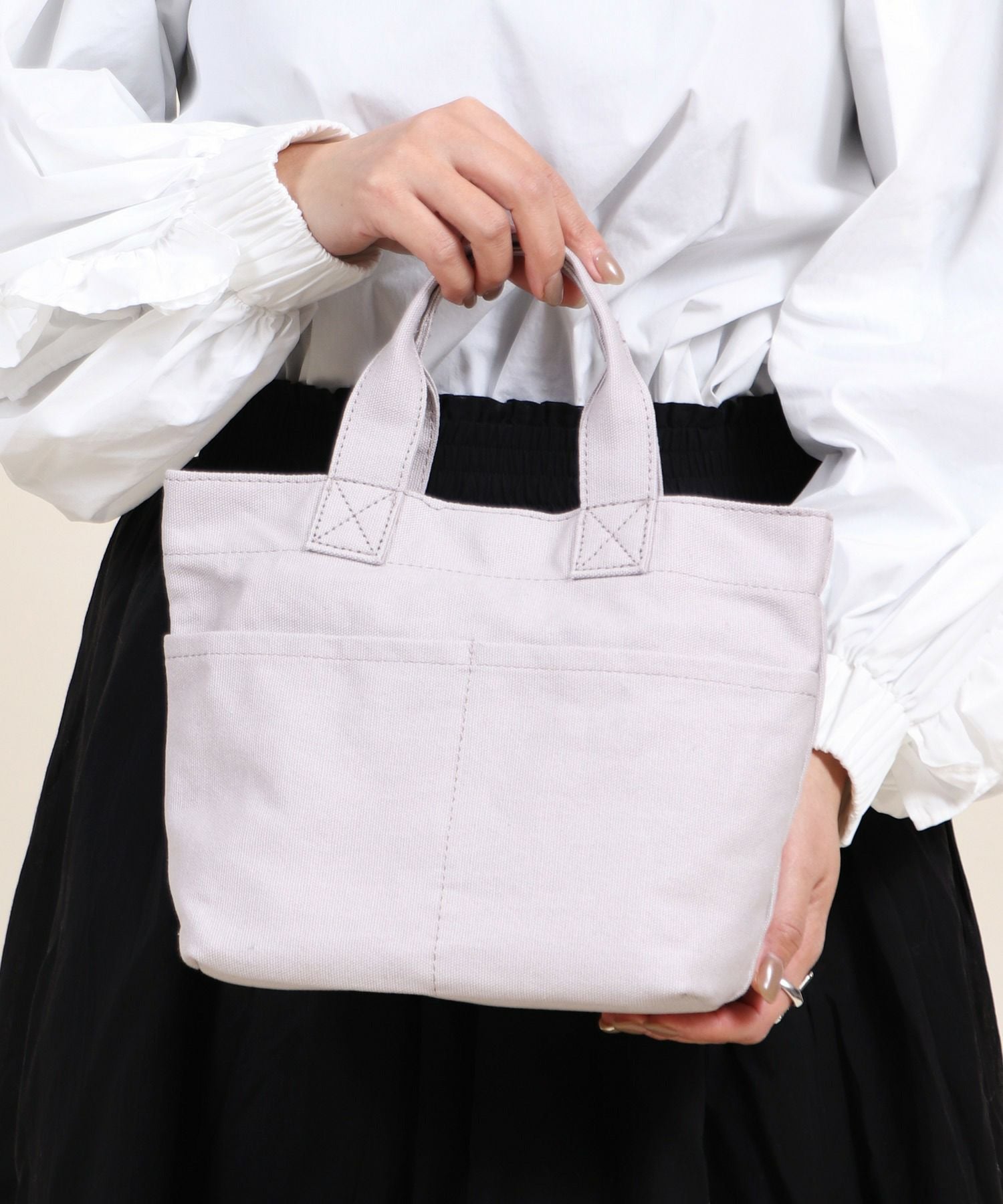 ♡Wポケットミニトート♡ ダブルポケットミニトート 黒 / 8号帆布 | aoya bags | シンプルで少し