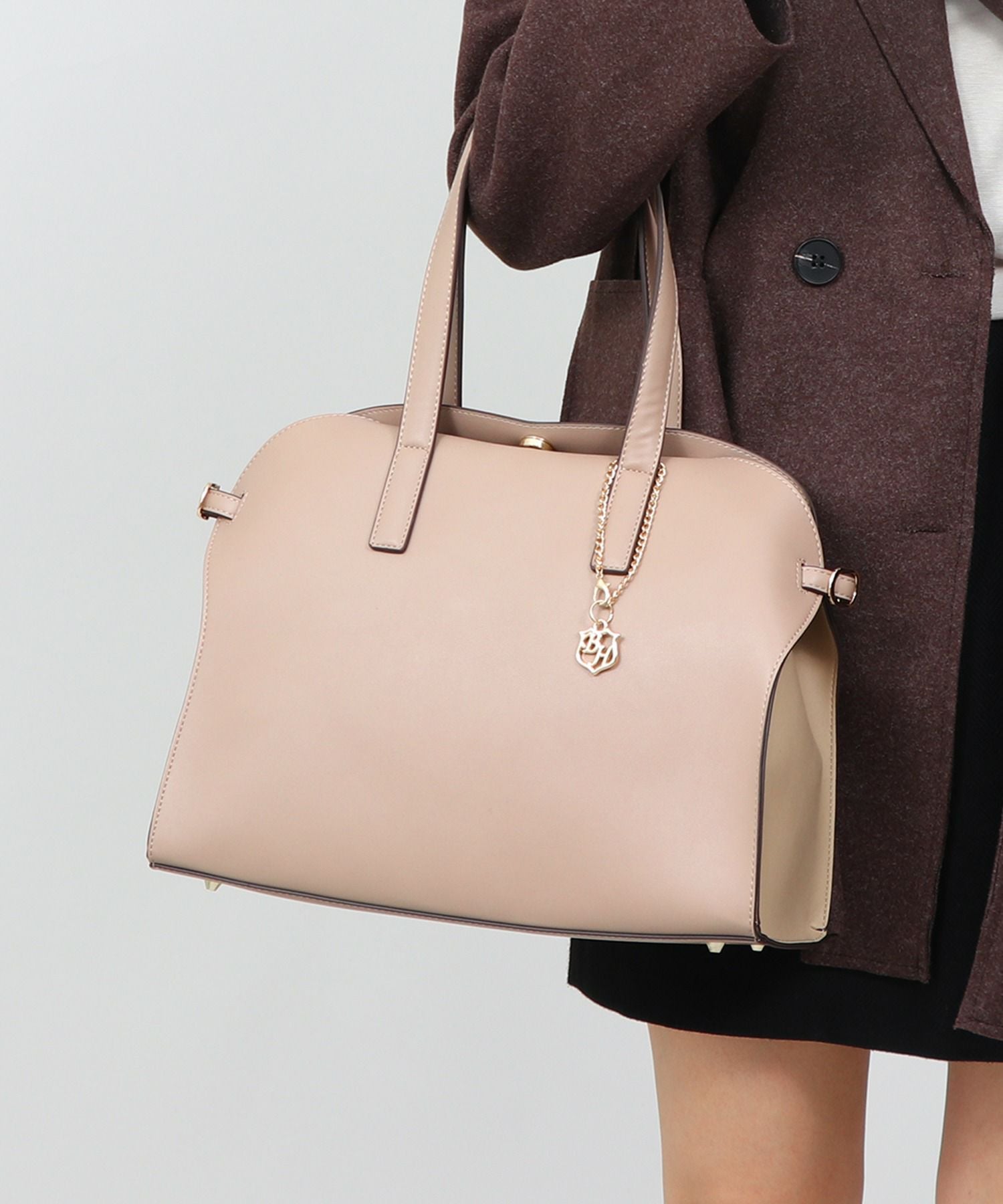 Bermosa]2WAY 仕切りポケット3層式 サイドベルト 2WAYトートバッグ