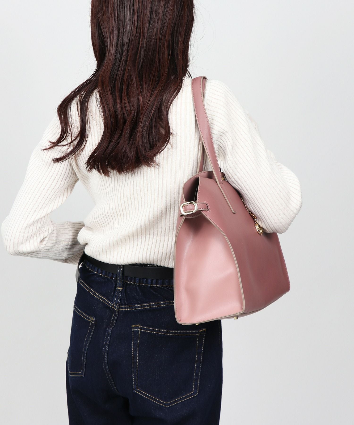 Bermosa]2WAY 仕切りポケット3層式 サイドベルト 2WAYトートバッグ