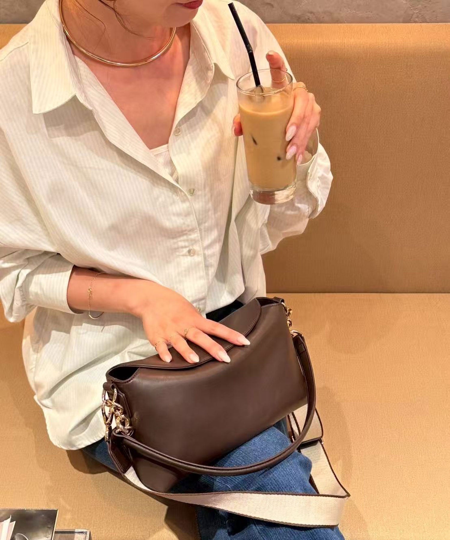ゆしんこ専用 ブラウン ショルダーバッグ Yuko】コラボ 上品な印象のショルダーバッグ | ショルダーバッグ