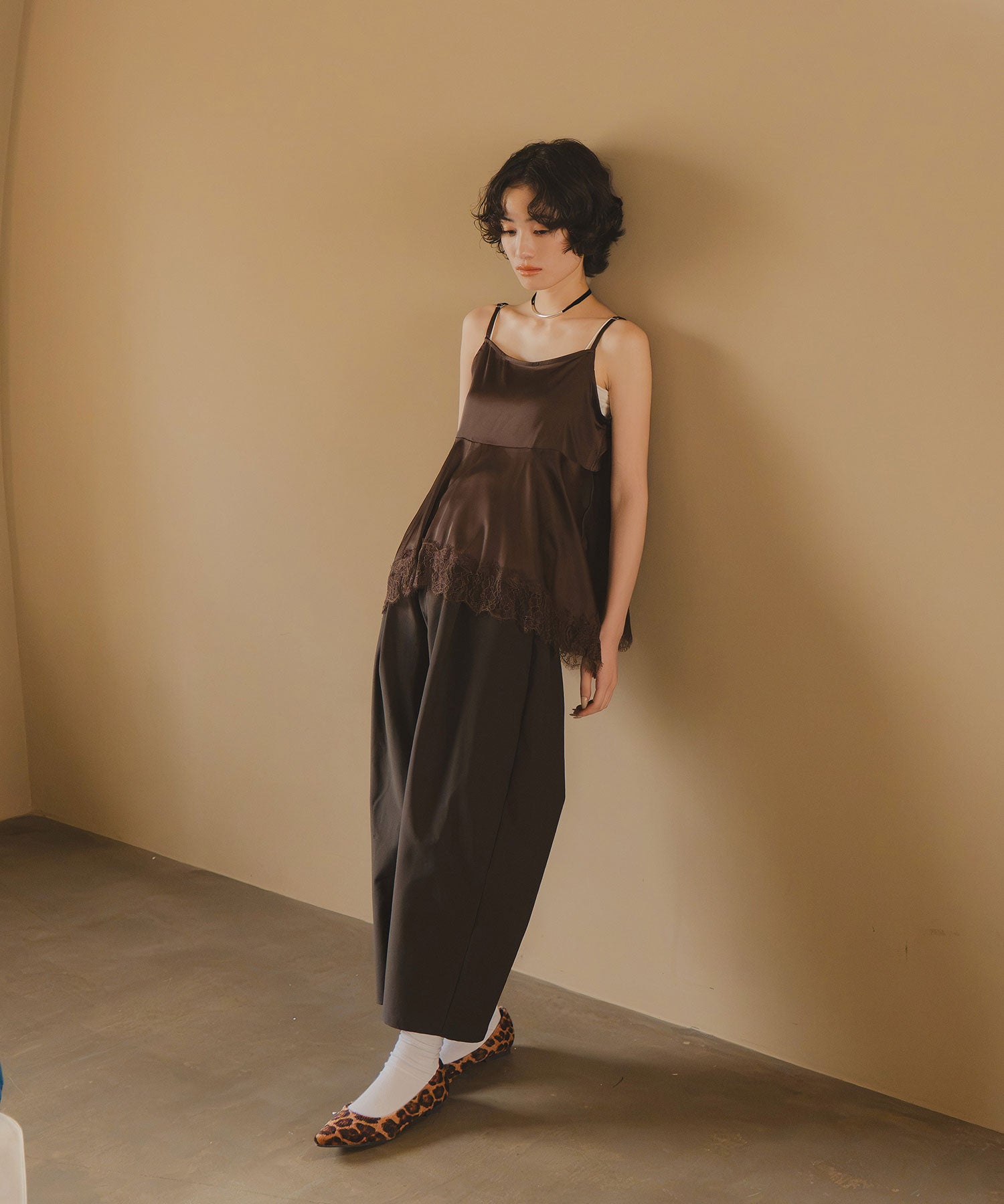 INOIE］サテン切替レース フレアキャミソール | Tシャツ・カットソー